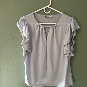 SO Women's Light Blue Ruffle Sleeve Top